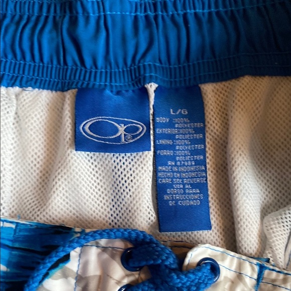 OP Blue and White Floral Men's Board Shorts - Picture 2 of 3